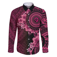 Vanuatu Family Matching Long Sleeve Bodycon Dress and Hawaiian Shirt Hibisus Polynesian Pattern Pink - Polynesian Pride
