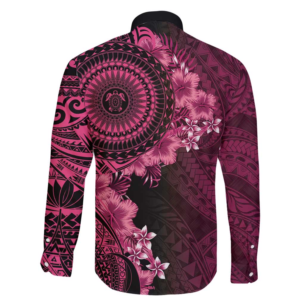 Vanuatu Family Matching Off Shoulder Short Dress and Hawaiian Shirt Hibisus Polynesian Pattern Pink - Polynesian Pride