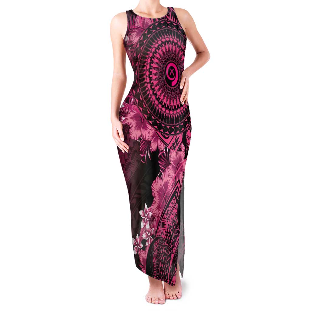 Vanuatu Family Matching Tank Maxi Dress and Hawaiian Shirt Hibisus Polynesian Pattern Pink - Polynesian Pride
