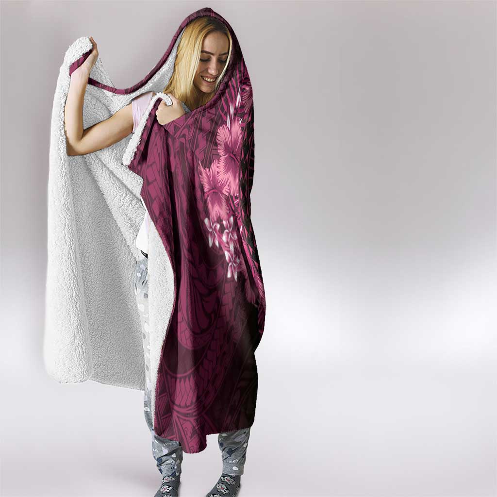 Vanuatu Hooded Blanket Hibisus Polynesian Pattern Pink - Polynesian Pride