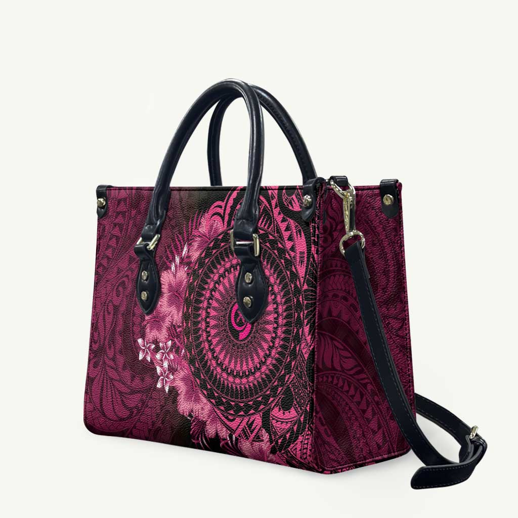 Vanuatu Leather Bag Hibisus Polynesian Pattern Pink - Polynesian Pride