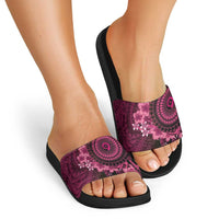 Vanuatu Slide Sandals Hibisus Polynesian Pattern Pink - Polynesian Pride