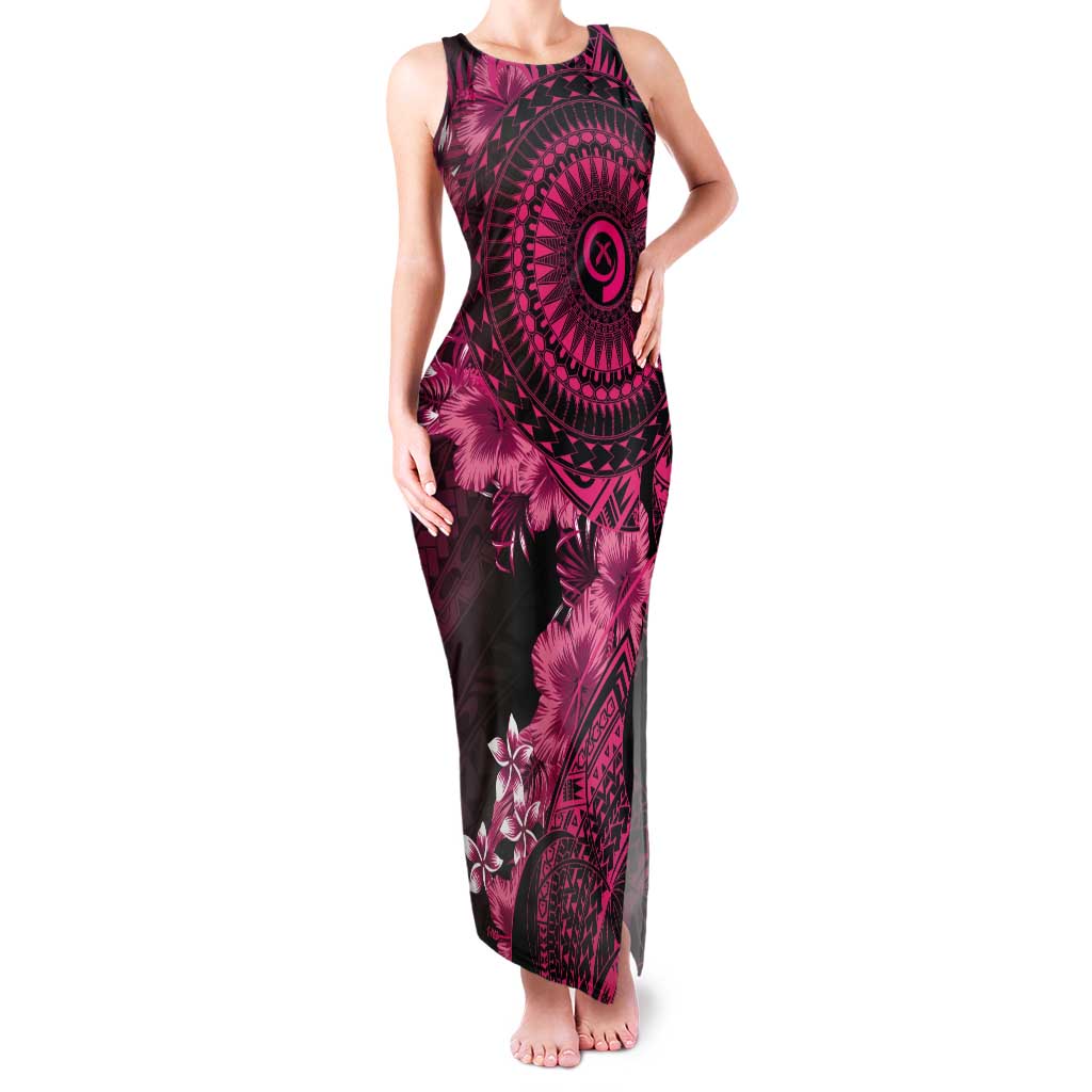 Vanuatu Tank Maxi Dress Hibisus Polynesian Pattern Pink - Polynesian Pride