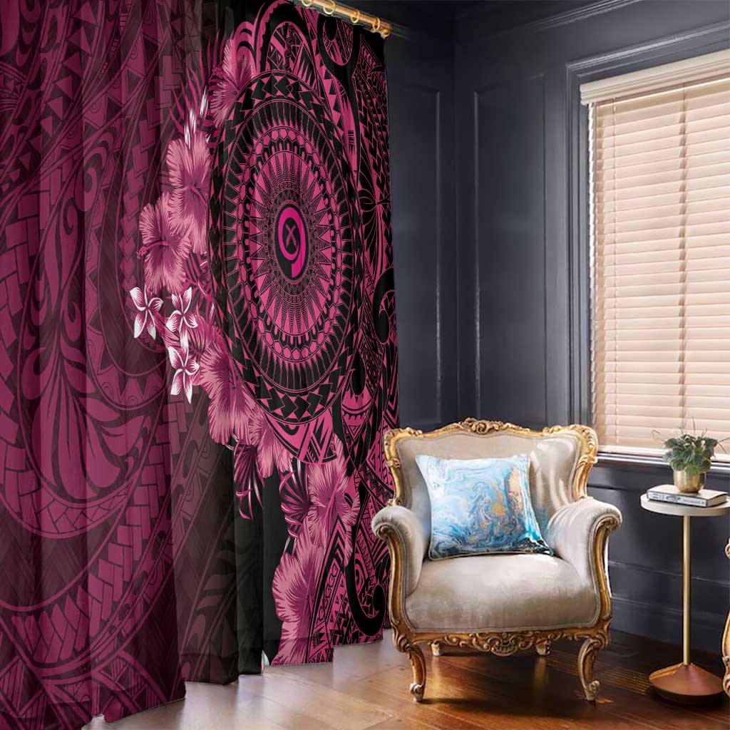Vanuatu Window Curtain Hibisus Polynesian Pattern Pink - Polynesian Pride