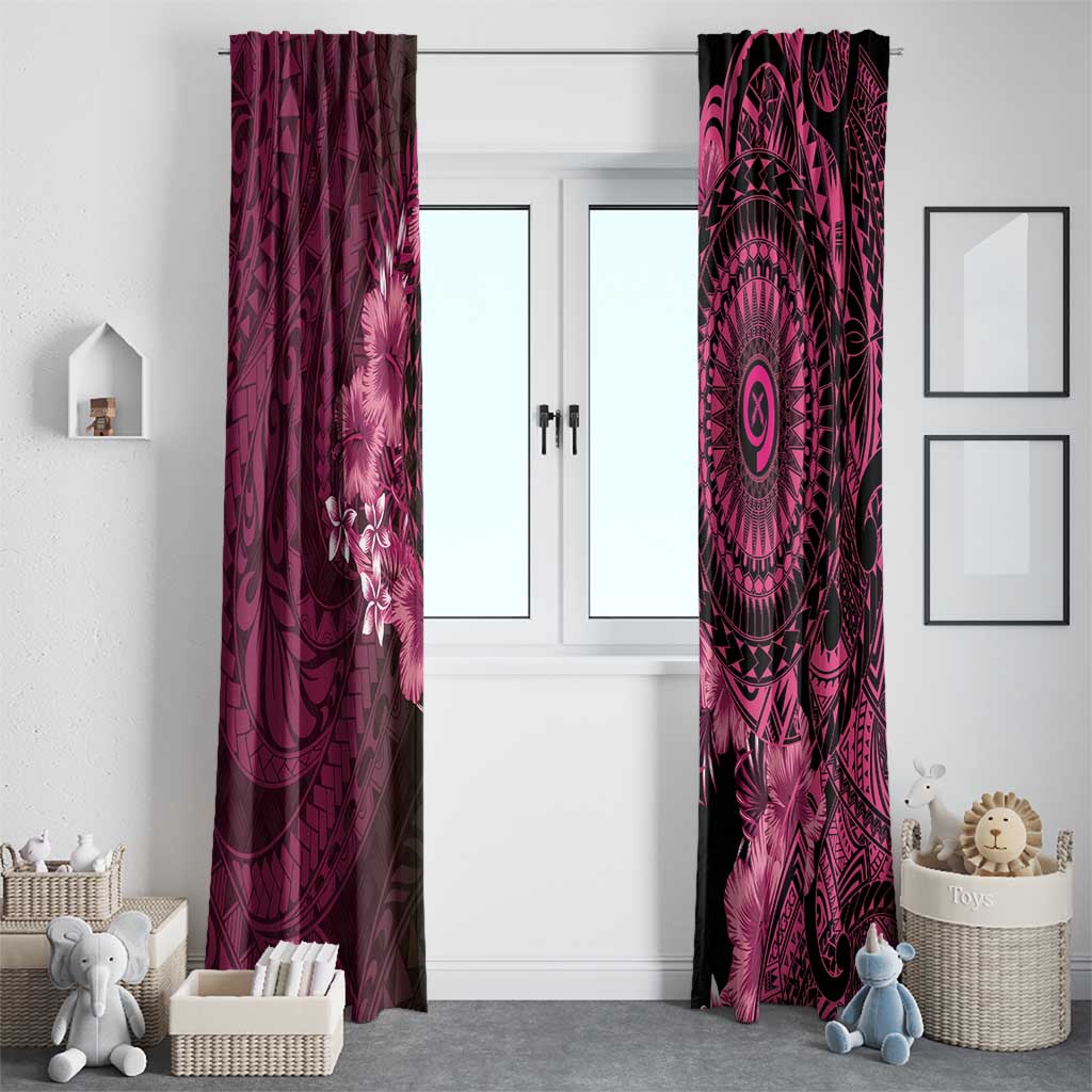 Vanuatu Window Curtain Hibisus Polynesian Pattern Pink - Polynesian Pride