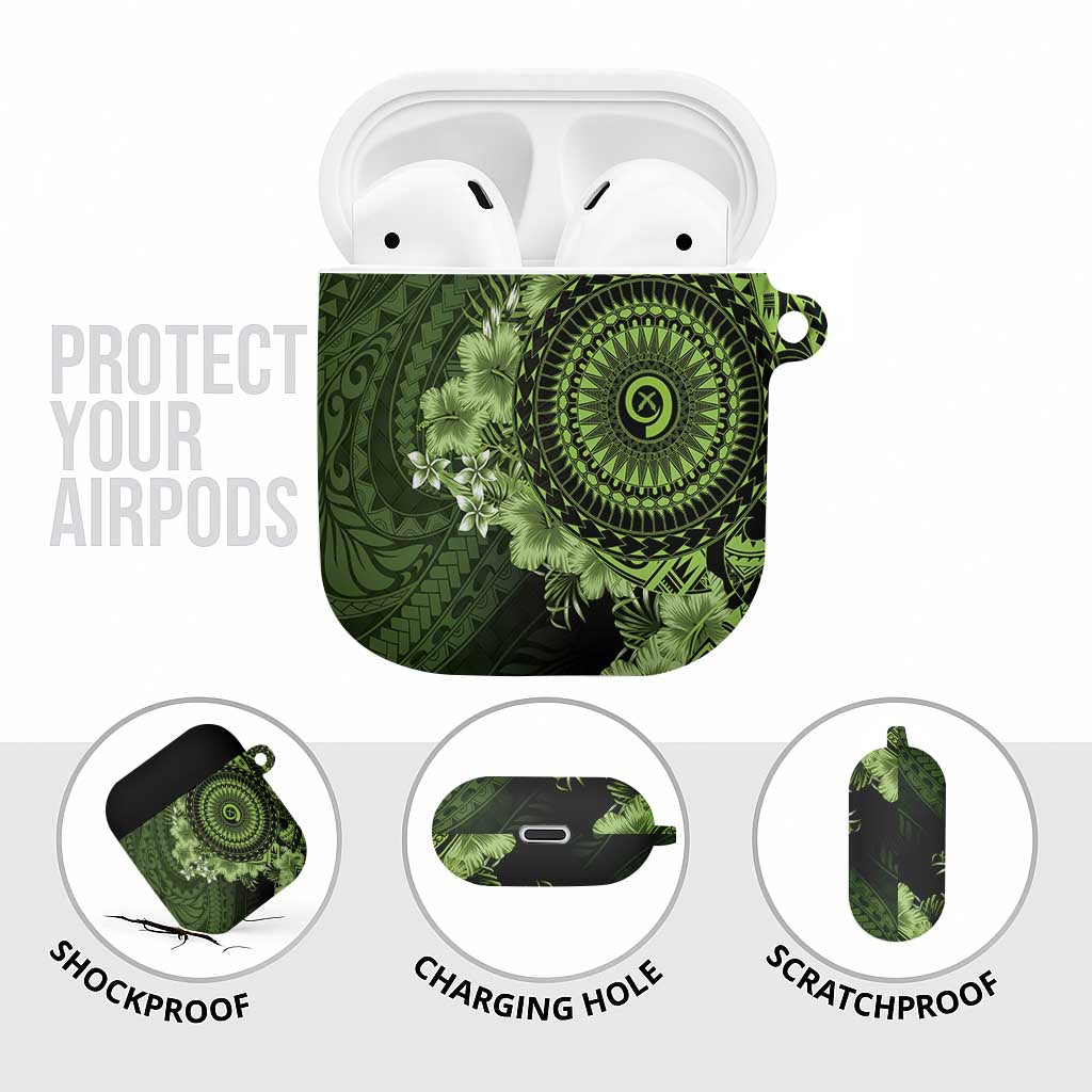 Vanuatu AirPods Case Hibisus Polynesian Pattern Green - Polynesian Pride