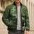 Vanuatu Bomber Puffer Jacket Hibisus Polynesian Pattern Green - Polynesian Pride
