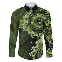 Vanuatu Family Matching Off Shoulder Maxi Dress and Hawaiian Shirt Hibisus Polynesian Pattern Green - Polynesian Pride
