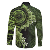 Vanuatu Family Matching Off Shoulder Maxi Dress and Hawaiian Shirt Hibisus Polynesian Pattern Green - Polynesian Pride