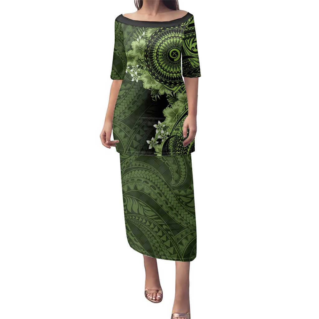 Vanuatu Family Matching Puletasi and Hawaiian Shirt Hibisus Polynesian Pattern Green - Polynesian Pride
