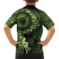 Vanuatu Family Matching Summer Maxi Dress and Hawaiian Shirt Hibisus Polynesian Pattern Green - Polynesian Pride