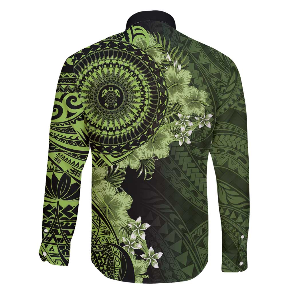 Vanuatu Family Matching Summer Maxi Dress and Hawaiian Shirt Hibisus Polynesian Pattern Green - Polynesian Pride