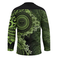 Vanuatu Hockey Jersey Hibisus Polynesian Pattern Green - Polynesian Pride