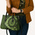 Vanuatu Leather Bag Hibisus Polynesian Pattern Green - Polynesian Pride