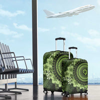 Vanuatu Luggage Cover Hibisus Polynesian Pattern Green - Polynesian Pride