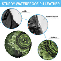 Vanuatu Spare Tire Cover Hibisus Polynesian Pattern Green - Polynesian Pride