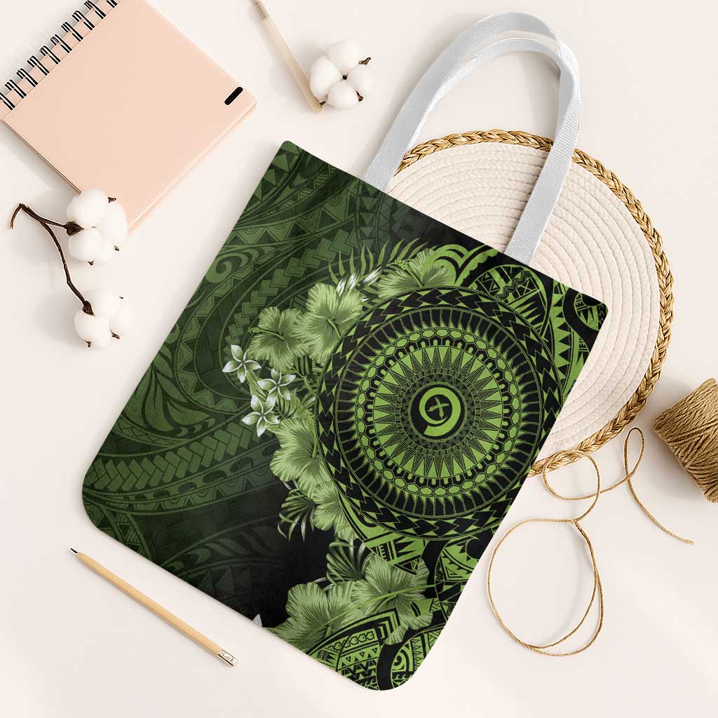 Vanuatu Tote Bag Hibisus Polynesian Pattern Green - Polynesian Pride