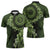 Vanuatu Zipper Polo Shirt Hibisus Polynesian Pattern Green - Polynesian Pride