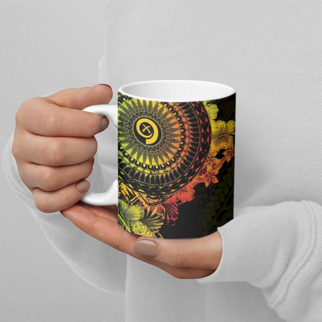 Vanuatu Ceramic Mug Hibisus Polynesian Pattern Reggae - Polynesian Pride