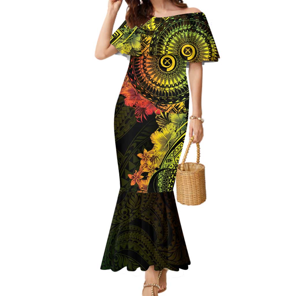 Vanuatu Family Matching Mermaid Dress and Hawaiian Shirt Hibisus Polynesian Pattern Reggae - Polynesian Pride