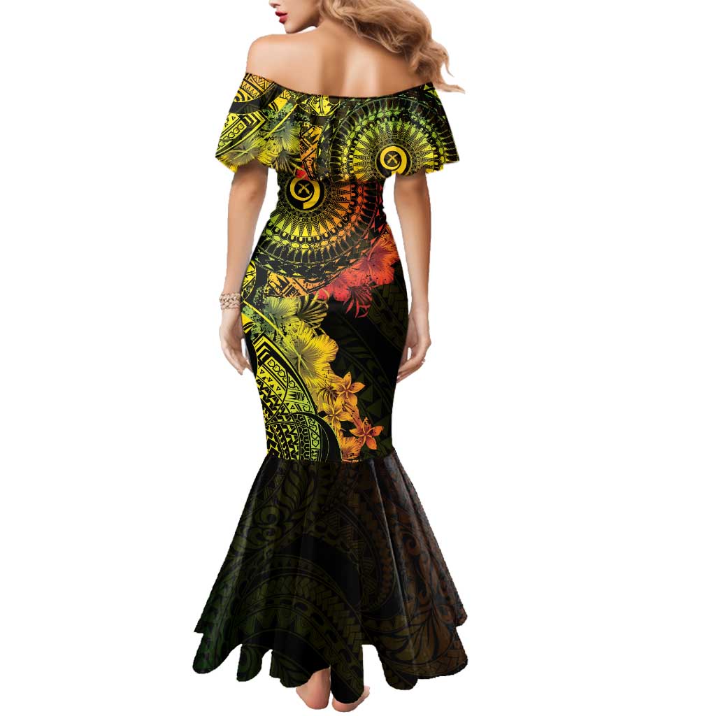 Vanuatu Family Matching Mermaid Dress and Hawaiian Shirt Hibisus Polynesian Pattern Reggae - Polynesian Pride