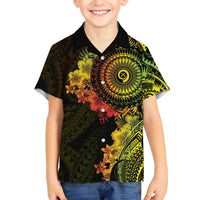 Vanuatu Family Matching Off The Shoulder Long Sleeve Dress and Hawaiian Shirt Hibisus Polynesian Pattern Reggae - Polynesian Pride