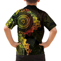 Vanuatu Family Matching Off Shoulder Maxi Dress and Hawaiian Shirt Hibisus Polynesian Pattern Reggae - Polynesian Pride