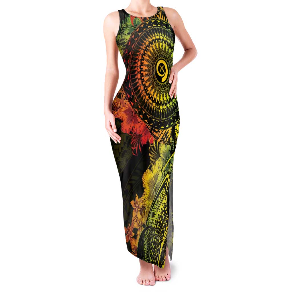 Vanuatu Family Matching Tank Maxi Dress and Hawaiian Shirt Hibisus Polynesian Pattern Reggae - Polynesian Pride