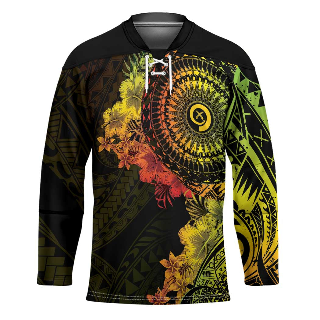 Vanuatu Hockey Jersey Hibisus Polynesian Pattern Reggae - Polynesian Pride