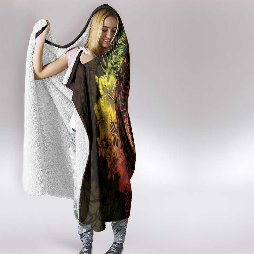 Vanuatu Hooded Blanket Hibisus Polynesian Pattern Reggae - Polynesian Pride