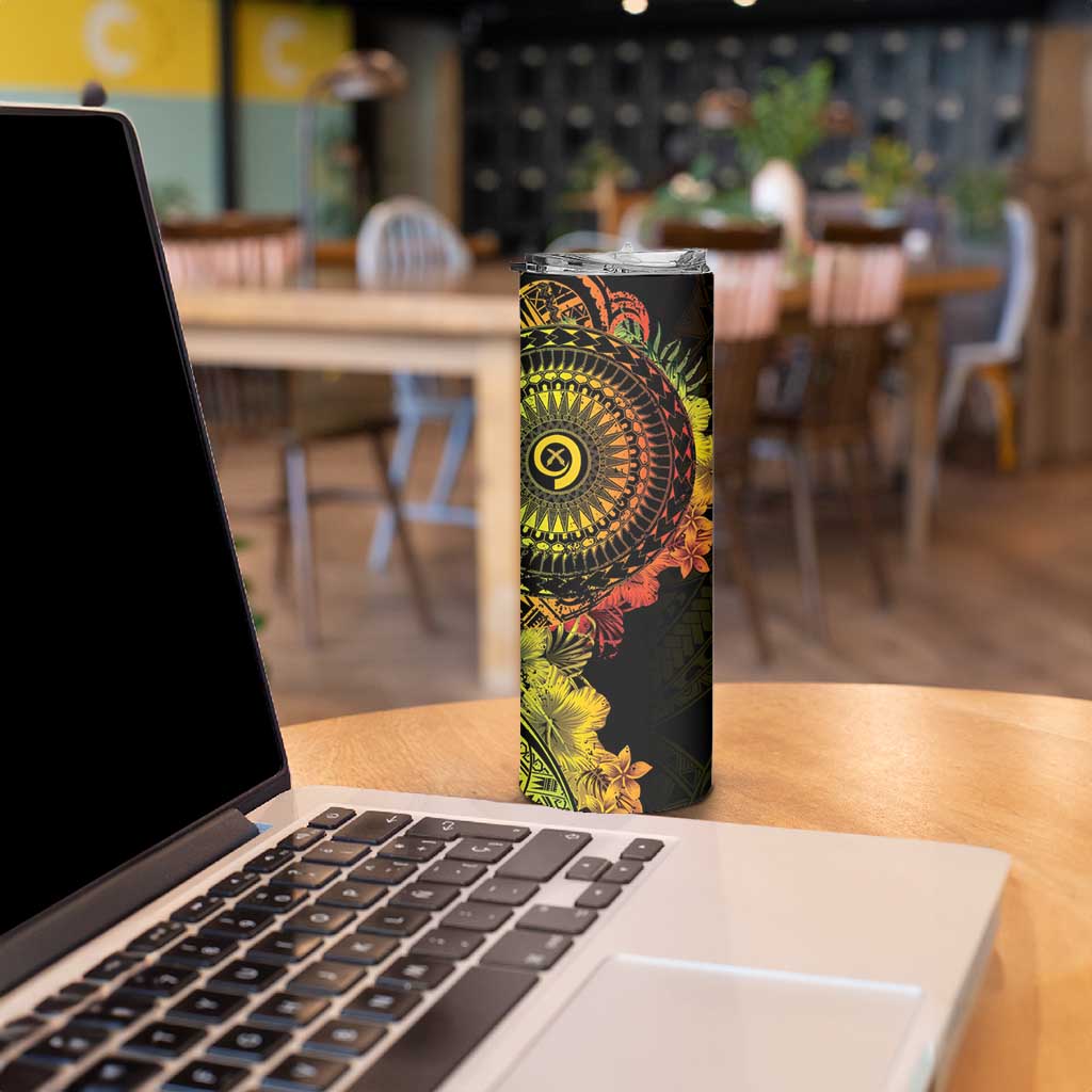 Vanuatu Skinny Tumbler Hibisus Polynesian Pattern Reggae - Polynesian Pride
