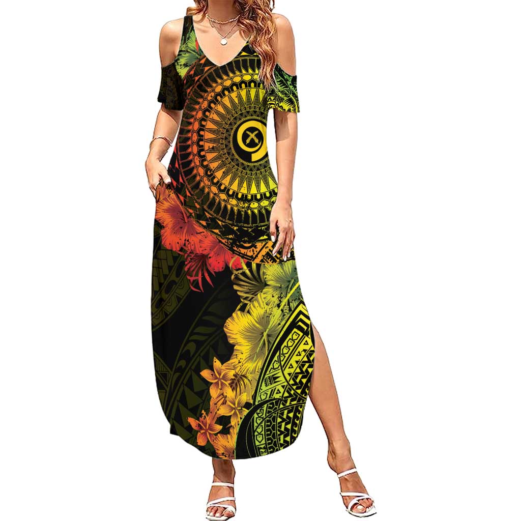 Vanuatu Summer Maxi Dress Hibisus Polynesian Pattern Reggae - Polynesian Pride