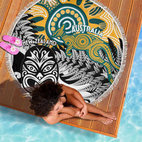 New Zealand Australia Rugby Beach Blanket Wallabies Aboriginal All Black Maori Tiki Together - Polynesian Pride