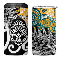 New Zealand Australia Rugby 4 in 1 Can Cooler Tumbler Wallabies Aboriginal All Black Maori Tiki Together LT14 One Size: 16 oz Black - Polynesian Pride