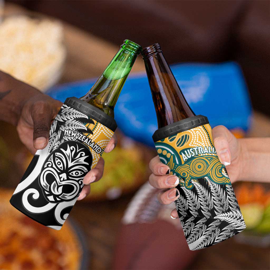 New Zealand Australia Rugby 4 in 1 Can Cooler Tumbler Wallabies Aboriginal All Black Maori Tiki Together LT14 - Polynesian Pride
