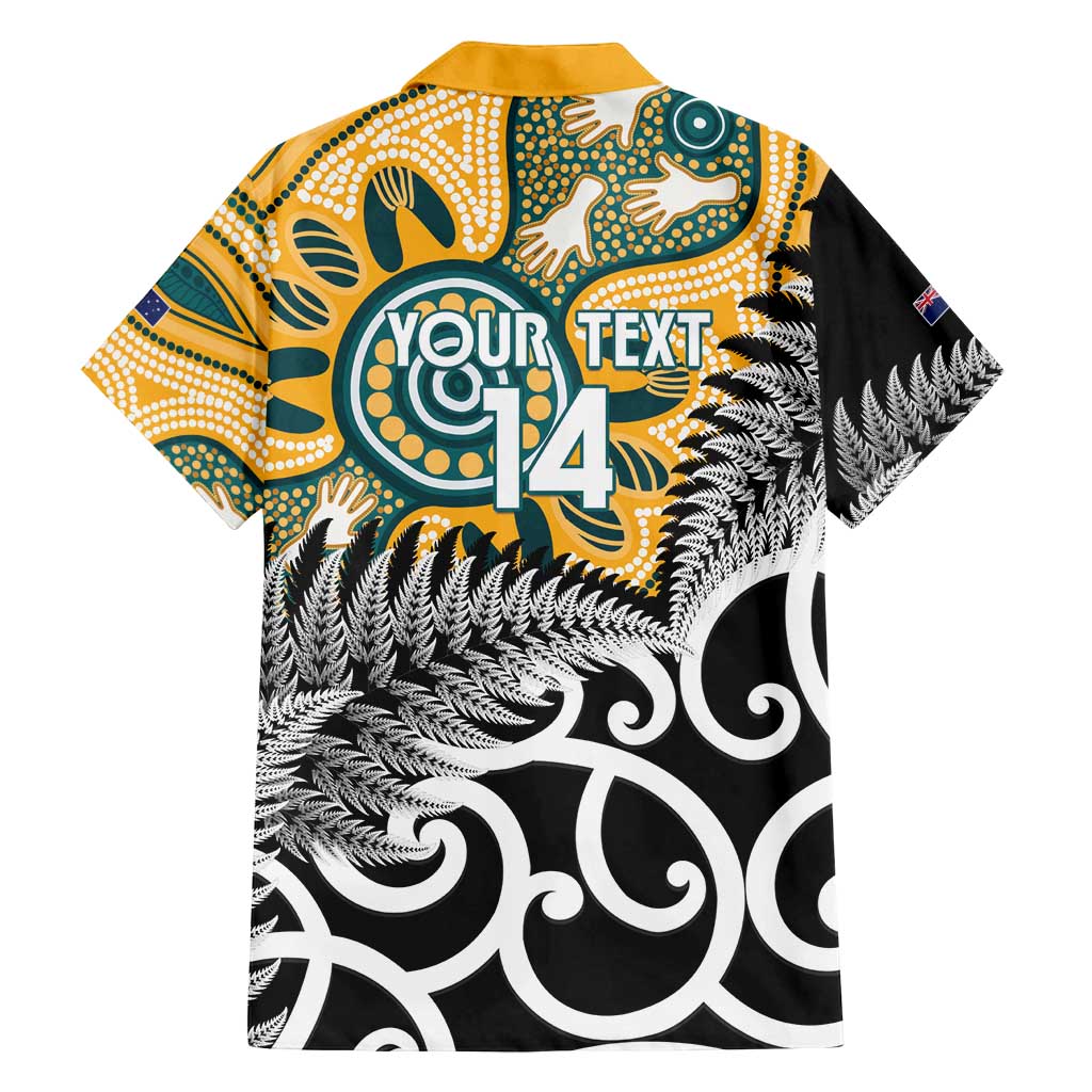 New Zealand Australia Rugby Custom Family Matching Long Sleeve Bodycon Dress and Hawaiian Shirt Wallabies Aboriginal All Black Maori Tiki Together LT14 - Polynesian Pride