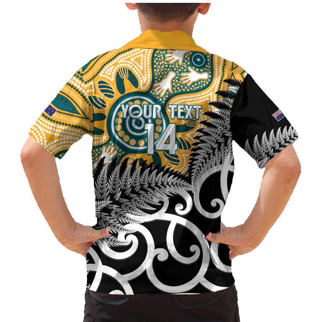 New Zealand Australia Rugby Custom Family Matching Mermaid Dress and Hawaiian Shirt Wallabies Aboriginal All Black Maori Tiki Together LT14 - Polynesian Pride