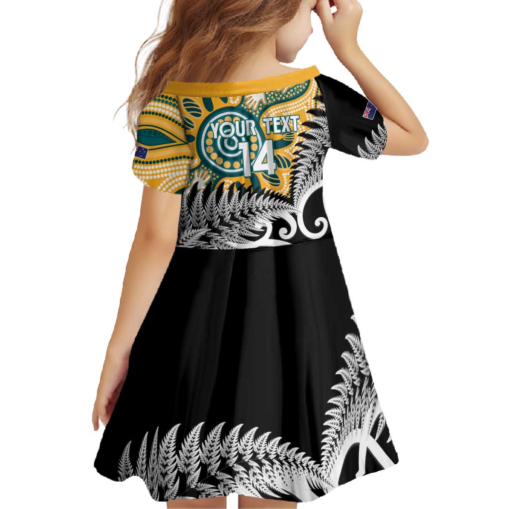 New Zealand Australia Rugby Custom Family Matching Off Shoulder Maxi Dress and Hawaiian Shirt Wallabies Aboriginal All Black Maori Tiki Together LT14 - Polynesian Pride
