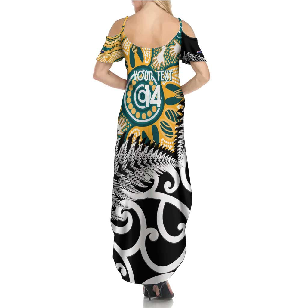 New Zealand Australia Rugby Custom Family Matching Summer Maxi Dress and Hawaiian Shirt Wallabies Aboriginal All Black Maori Tiki Together LT14 - Polynesian Pride