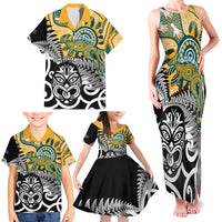 New Zealand Australia Rugby Custom Family Matching Tank Maxi Dress and Hawaiian Shirt Wallabies Aboriginal All Black Maori Tiki Together LT14 - Polynesian Pride