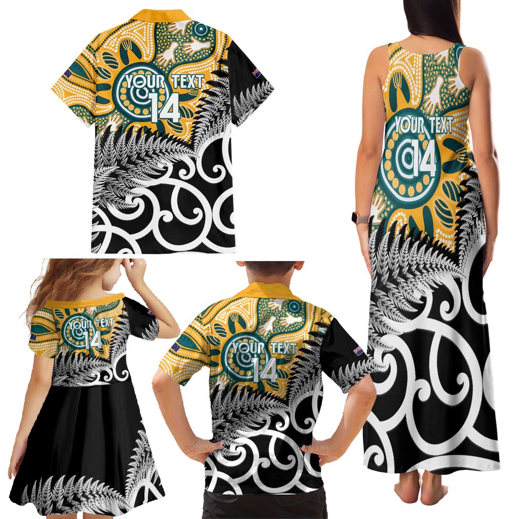 New Zealand Australia Rugby Custom Family Matching Tank Maxi Dress and Hawaiian Shirt Wallabies Aboriginal All Black Maori Tiki Together LT14 - Polynesian Pride