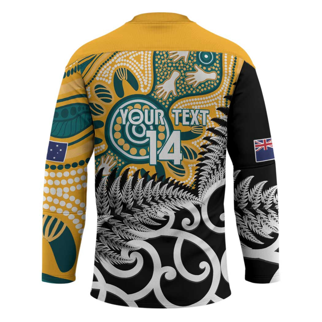 New Zealand Australia Rugby Custom Hockey Jersey Wallabies Aboriginal All Black Maori Tiki Together - Polynesian Pride