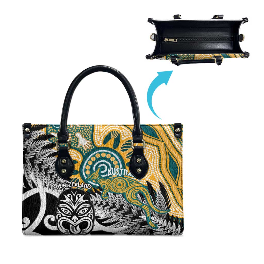 New Zealand Australia Rugby Leather Bag Wallabies Aboriginal All Black Maori Tiki Together - Polynesian Pride