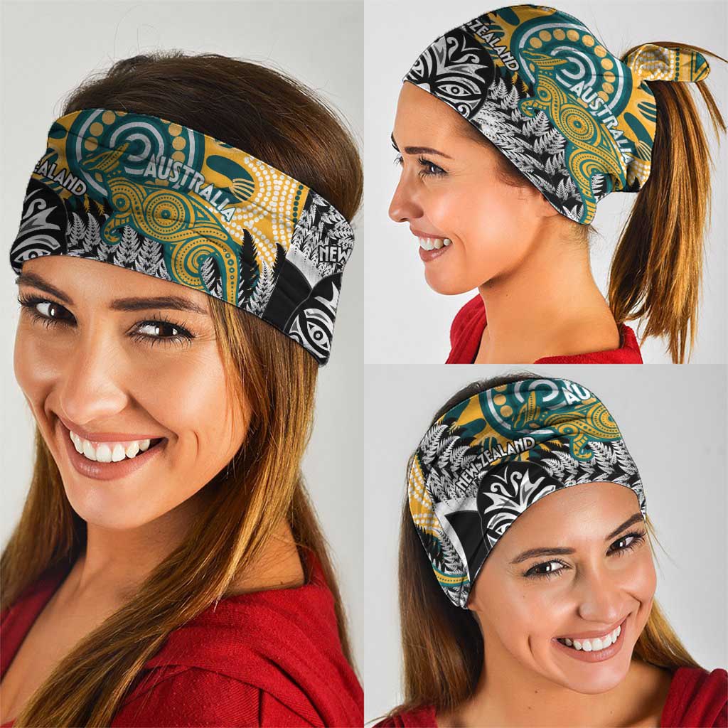 New Zealand Australia Rugby Neck Gaiter Wallabies Aboriginal All Black Maori Tiki Together - Polynesian Pride