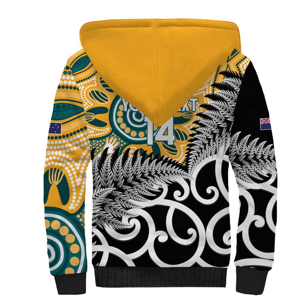 New Zealand Australia Rugby Custom Sherpa Hoodie Wallabies Aboriginal All Black Maori Tiki Together LT14 - Polynesian Pride
