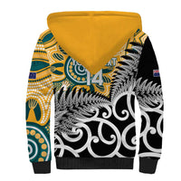 New Zealand Australia Rugby Custom Sherpa Hoodie Wallabies Aboriginal All Black Maori Tiki Together LT14 - Polynesian Pride