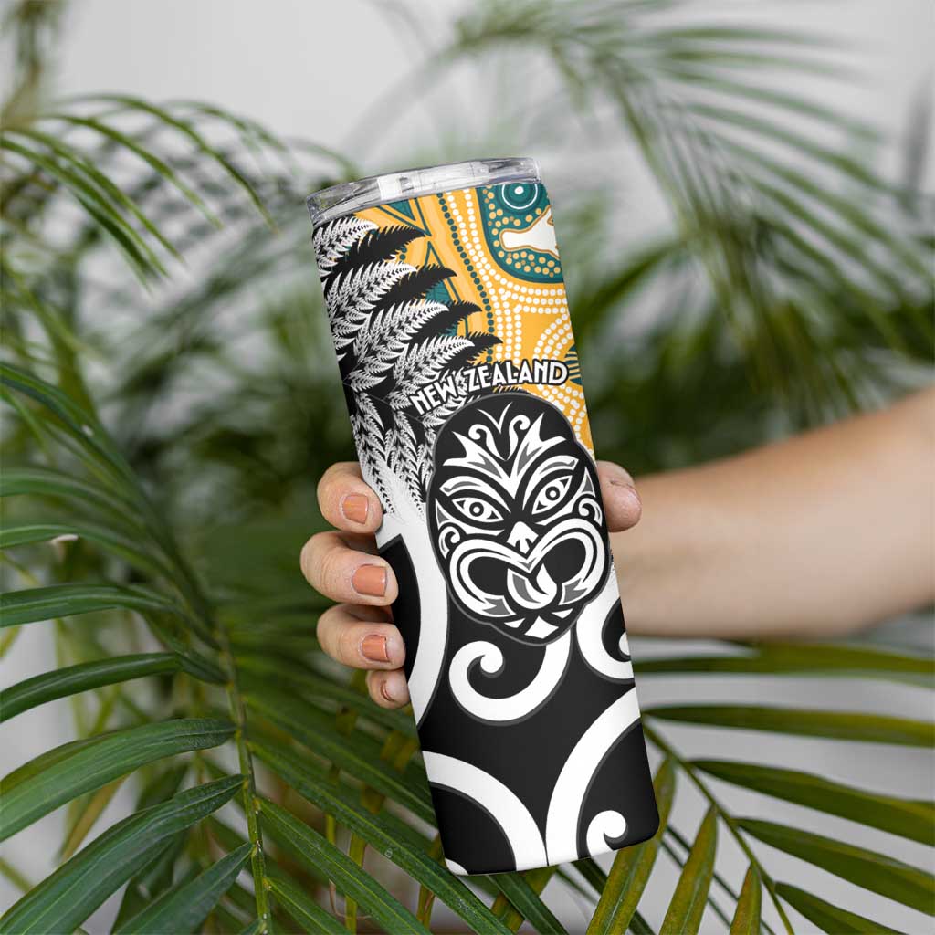 New Zealand Australia Rugby Skinny Tumbler Wallabies Aboriginal All Black Maori Tiki Together LT14 - Polynesian Pride