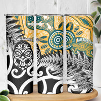 New Zealand Australia Rugby Skinny Tumbler Wallabies Aboriginal All Black Maori Tiki Together LT14 - Polynesian Pride