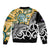 New Zealand Australia Rugby Custom Sleeve Zip Bomber Jacket Wallabies Aboriginal All Black Maori Tiki Together - Polynesian Pride