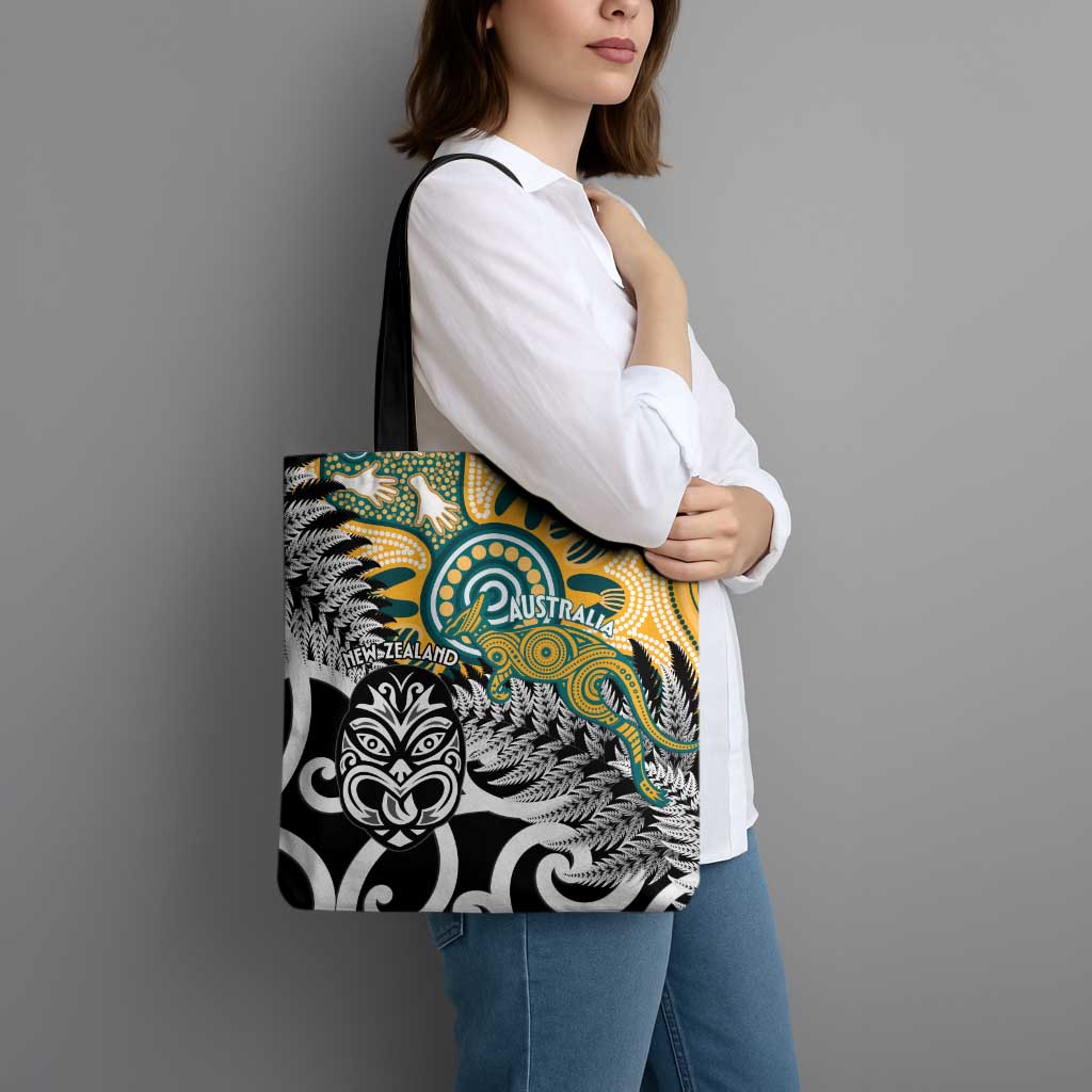 New Zealand Australia Rugby Tote Bag Wallabies Aboriginal All Black Maori Tiki Together - Polynesian Pride